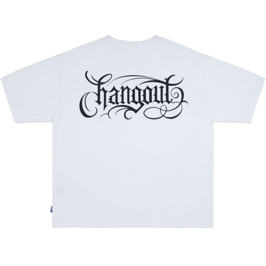 X A_MAN Chicano Black Lettering Wide T-Shirt (White)